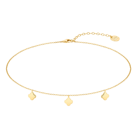 Naszyjnik srebrny pozłacany z koniczynkami