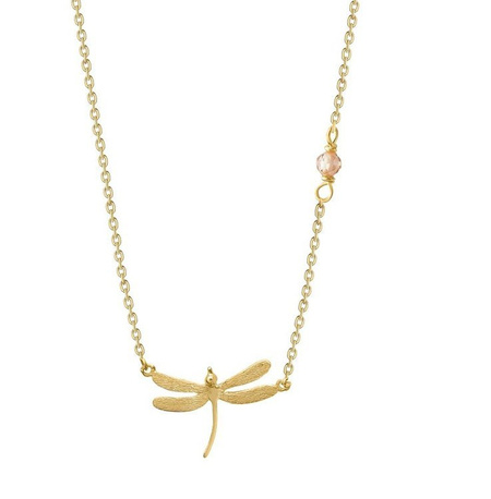 Naszyjnik pozłacany mała ważka z cyrkonią