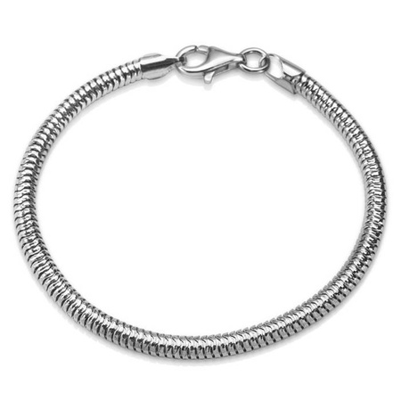 Bransoletka srebrna rodowana żmijka gruba