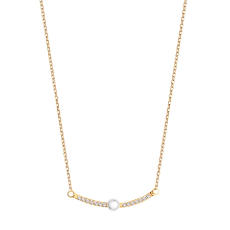 Naszyjnik srebrny pozłacany z perłą i cyrkoniami