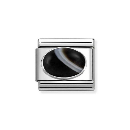 Element link do bransoletek Nomination Composable Stal + Srebro 925 matowy onyks