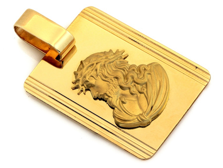 Złoty medalik z wizerunkiem Jezusa satynowany