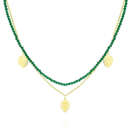 Naszyjnik srebrny pozłacany z zielonym spinelem i