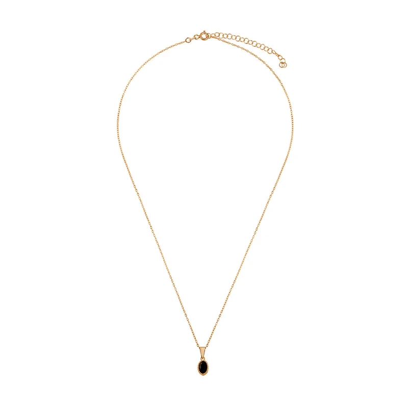 Naszyjnik pozłacany z zawieszką z czarną cyrkonią