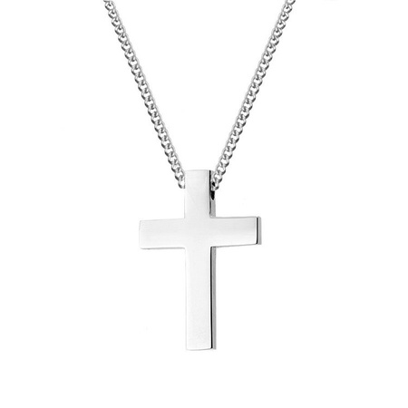 Naszyjnik MANOKI stalowy Krzyż srebrny