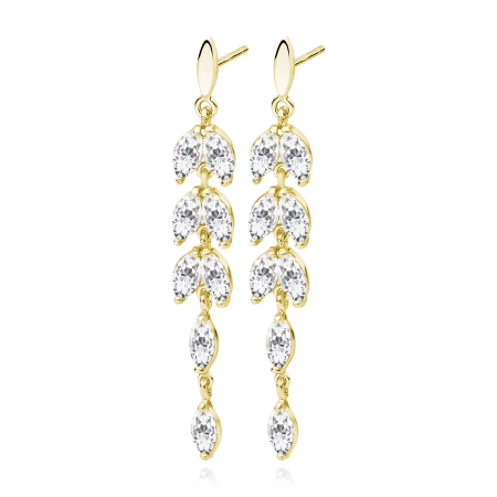 Kolczyki srebrne pozłacane wiszące z cyrkoniami