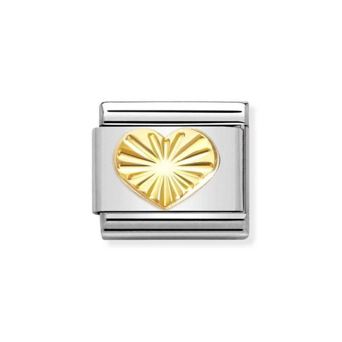 Element link do bransoletek Nomination Composable Stal + złoto 18k  złote serce
