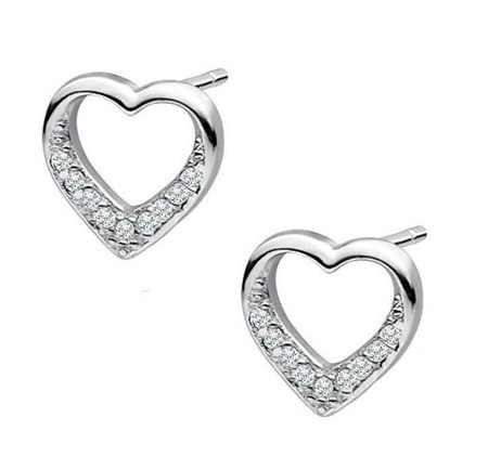 Srebrne kolczyki serca z cyrkoniami