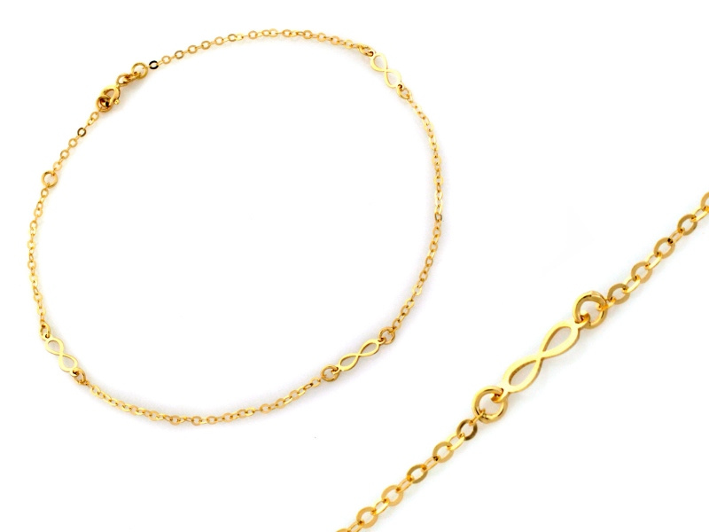 Bransoletka złota na nogę nieskończoność