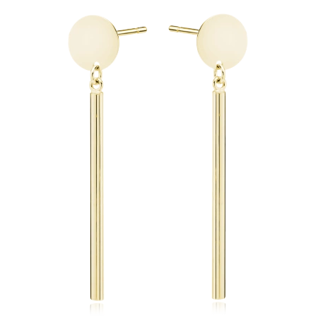 Srebrne kolczyki pozłacane słupki z blaszką