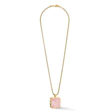 Naszyjnik stal Coeur de Lion kwarc różowy