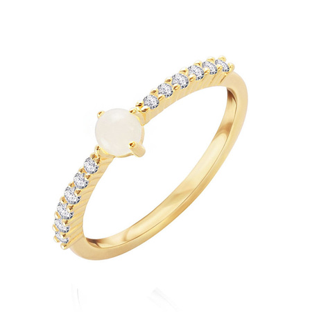 Złoty pierścionek z kamieniem i cyrkoniami