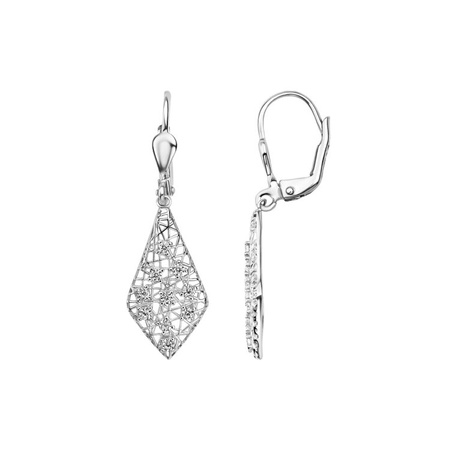 Kolczyki srebrne ażurowe z cyrkoniami