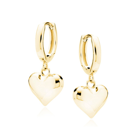 Kolczyki pozłacane koła z zawieszkami serca