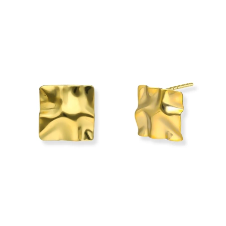 Kolczyki pozłacane kwadraty fala