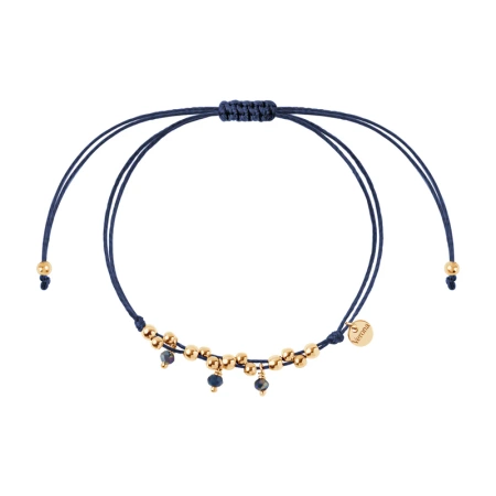 Bransoletka pozłacana kuleczki na granatowym sznurku