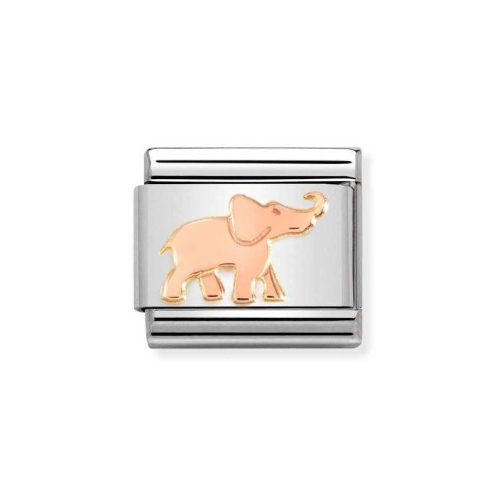 Element link do bransoletek Nomination Composable Stal + różowe złoto 9k słoń