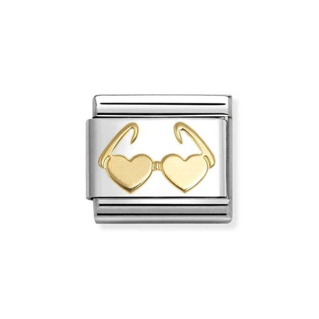 Element link do bransoletek Nomination Composable Stal + Złoto 18k serca okulary