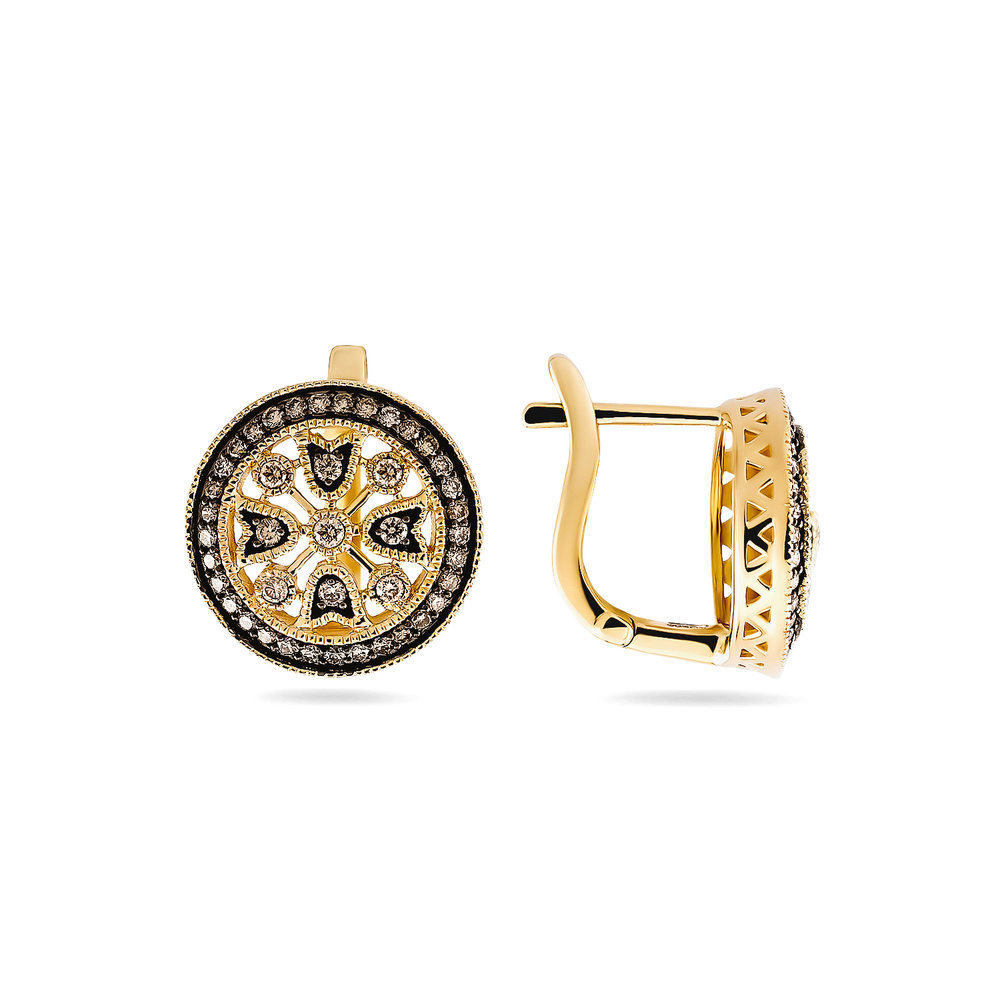 Złote kolczyki z diamentami szampańskimi