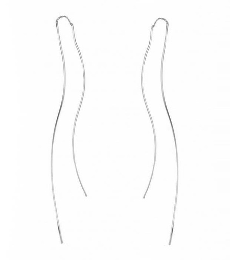 Kolczyki srebrne długie zakręcone przeciągane