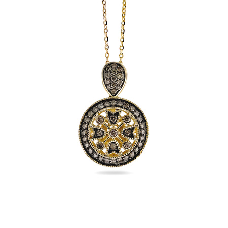 Złota zwieszka z diamentami szampańskimi