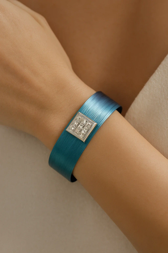 Bransoletka srebrna z Tytanem i cyrkoniami