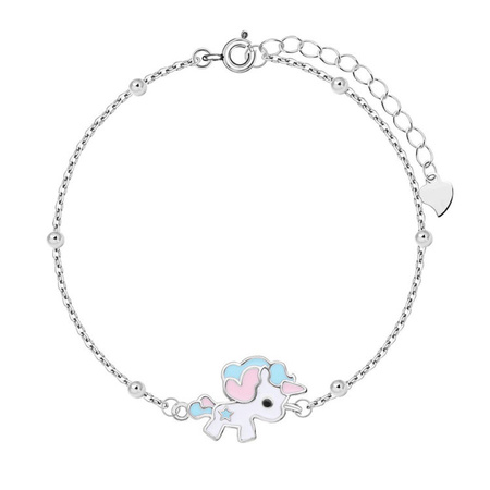 Bransoletka srebrna dla dziewczynki jednorożec