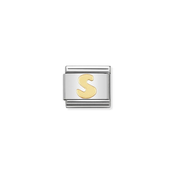 Element link do bransoletek Nomination Composable Stal + Złoto 18k litera S