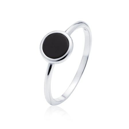 Pierścionek srebrny z czarną emalią