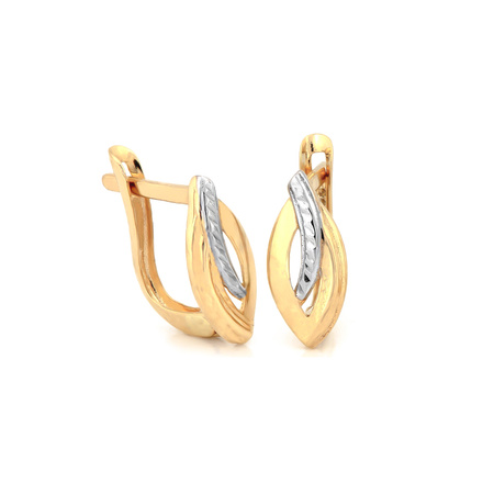 Kolczyki złote listki dwukolorowe