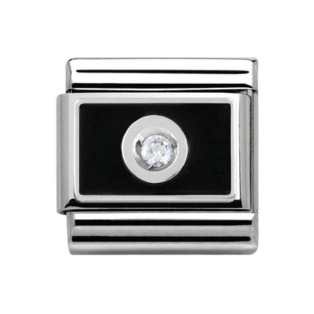 Element link do bransoletek Nomination Composable Stal + Srebro 925 czarna emalia