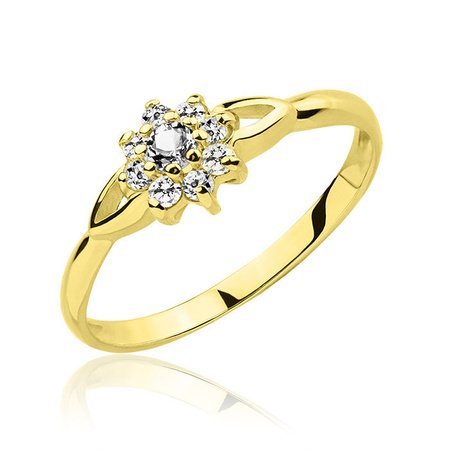 Złoty pierścionek z cyrkoniami
