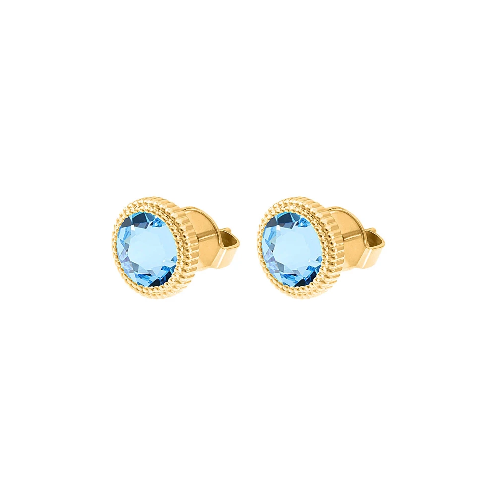 Kolczyki Qudo Fabero 10mm stal pozłacana Aquamarine