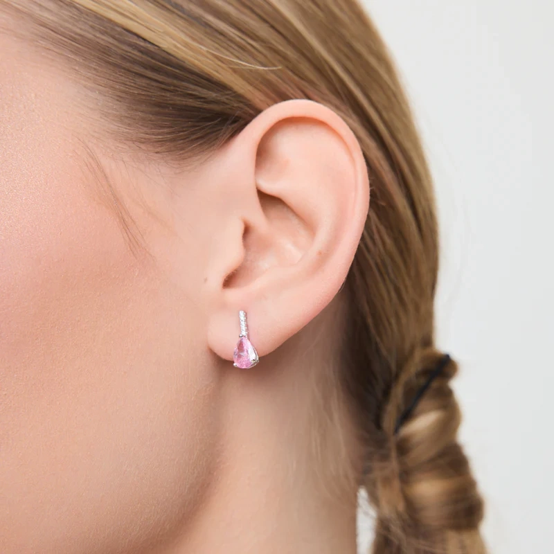 Kolczyki srebrne z różowymi cyrkoniami