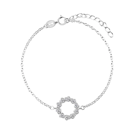 Bransoletka srebrna kółko z cyrkoniami