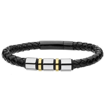Męska skórzana bransoletka ze stalą