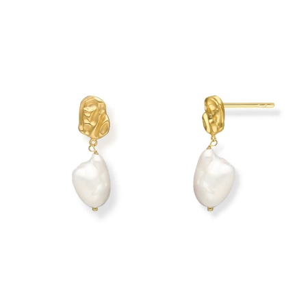 Kolczyki pozłacane blaszka z perłą