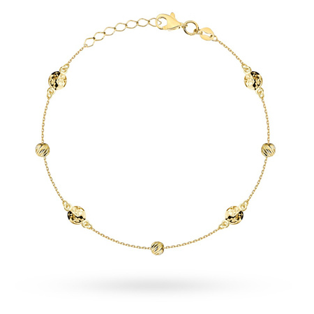 Bransoletka złota z diamentowanymi kółeczkami i kulkami