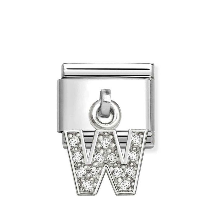 Element link do bransoletek Nomination Composable Stal + Srebro 925 litera W z cyrkoniami