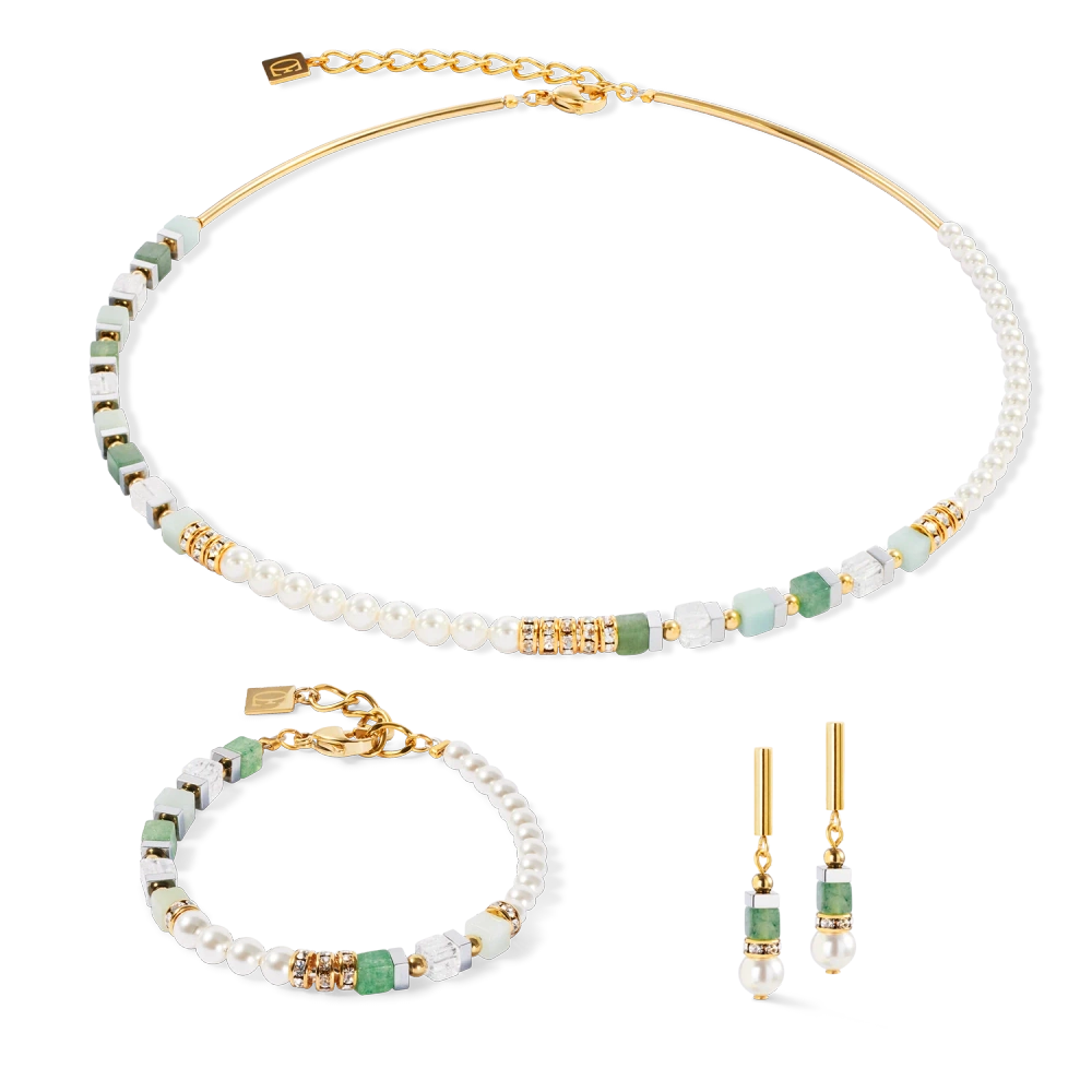 Kolczyki Precious Fusion Offset złoto-zielone