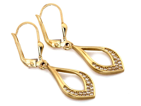 Złote kolczyki wiszące z cyrkoniami