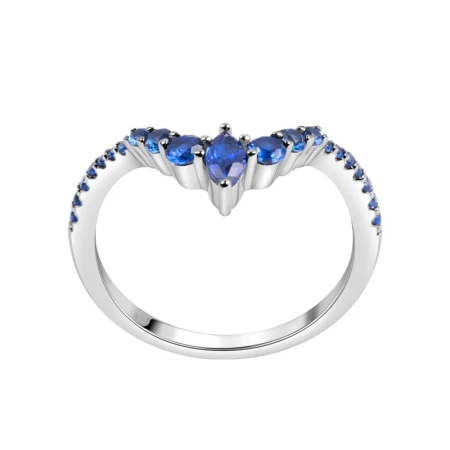 Pierścionek srebrny z szafirowymi cyrkoniami