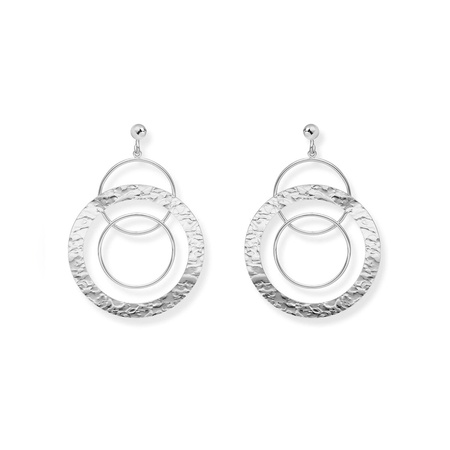 Kolczyki srebrne koła młotkowane
