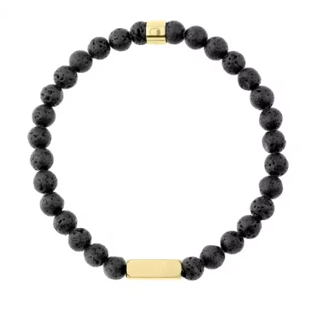 Bransoletka męska stal szlachetna lawa wulkaniczna