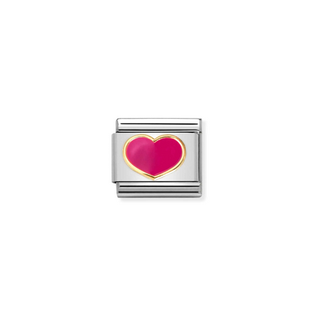 Element link do bransoletek Nomination Composable Stal + złoto 18k fuksja serce