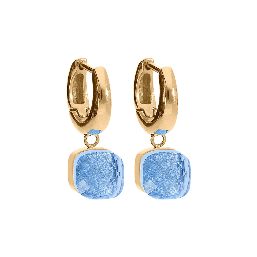 Kolczyki Qudo Firenze light Sapphire stal pozłacana