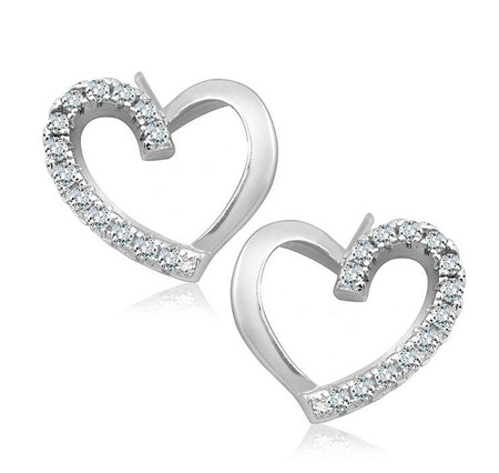 Kolczyki srebrne serca z cyrkoniami