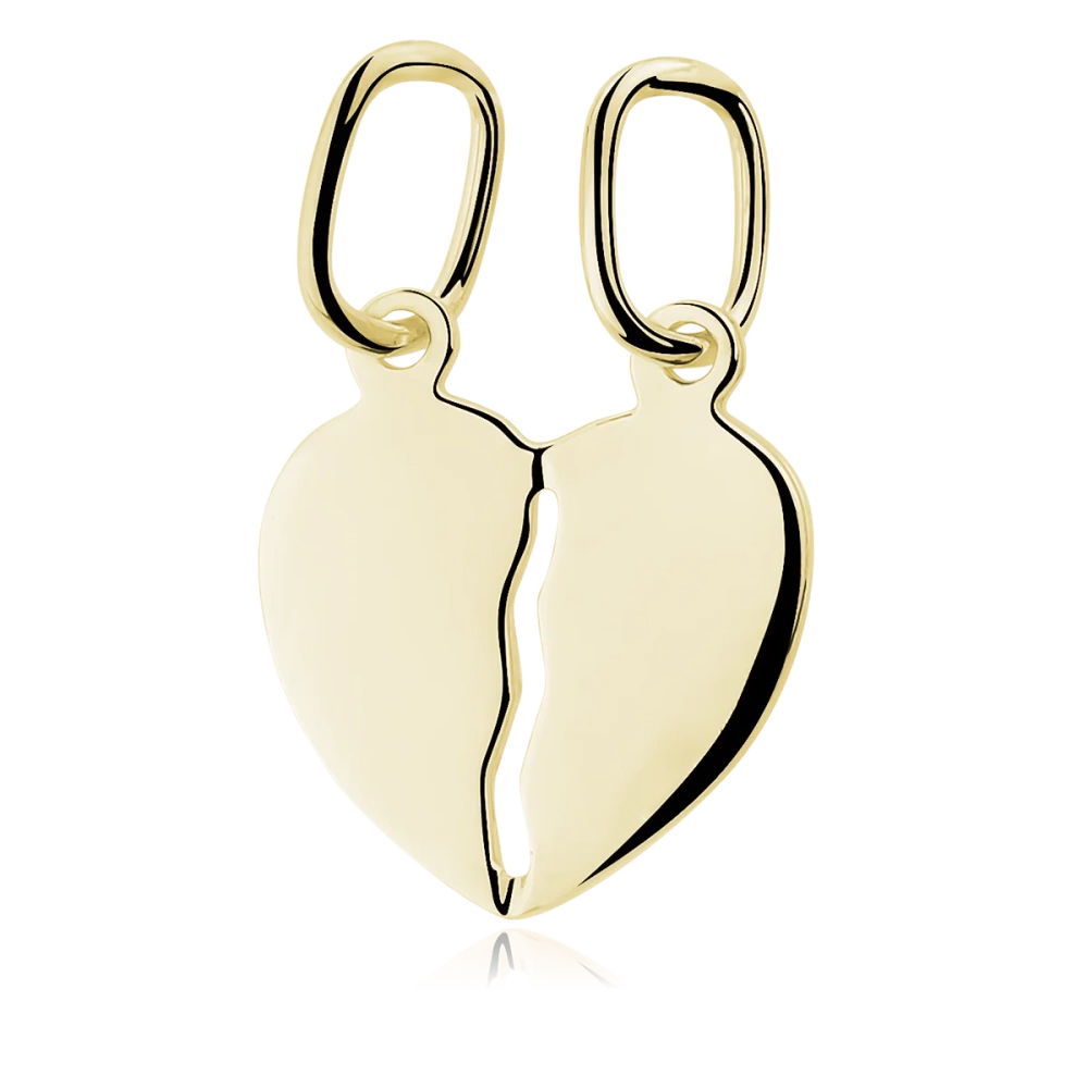Zawieszka srebrna pozłacana połówki serc dla par