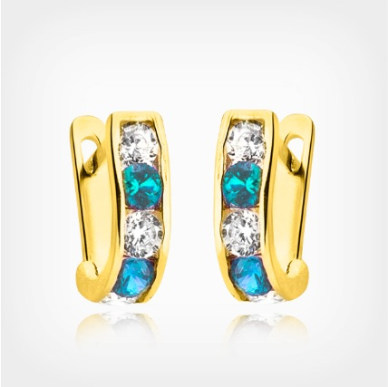 Kolczyki złote z turkusowymi cyrkoniami