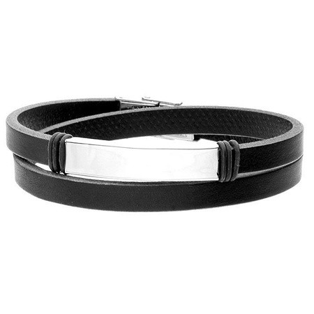 Męska skórzana bransoletka podwójna z blaszką